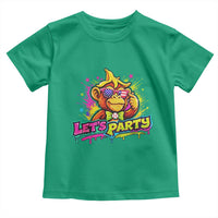 Lets Party Baseball Monkey Colorful Graphic Toddler T Shirt American Flag Game Day Fans Ball Party Vibes