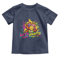 Lets Party Baseball Monkey Colorful Graphic Toddler T Shirt American Flag Game Day Fans Ball Party Vibes