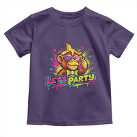 Lets Party Baseball Monkey Colorful Graphic Toddler T Shirt American Flag Game Day Fans Ball Party Vibes