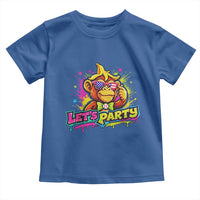 Lets Party Baseball Monkey Colorful Graphic Toddler T Shirt American Flag Game Day Fans Ball Party Vibes