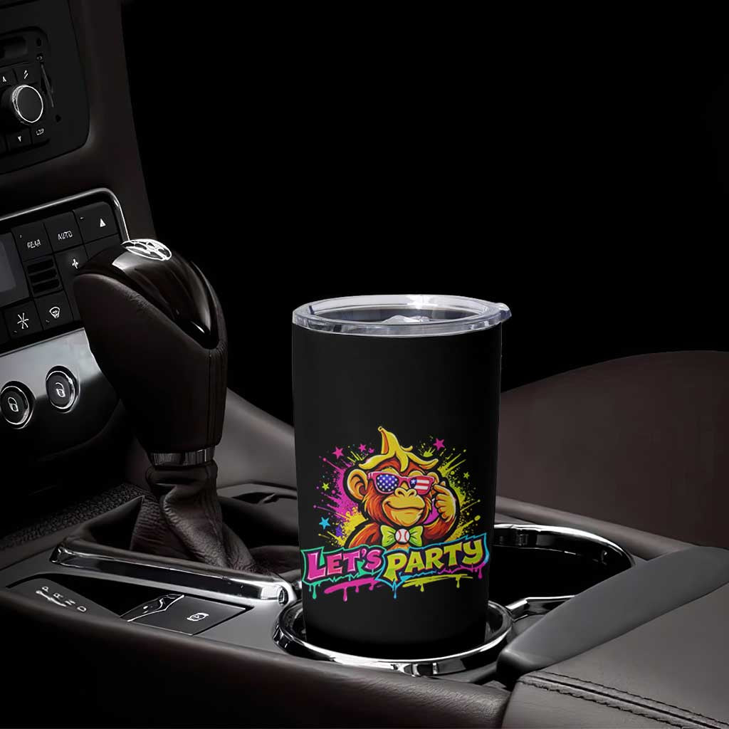 Lets Party Baseball Monkey Colorful Graphic Tumbler Cup American Flag Game Day Fans Ball Party Vibes