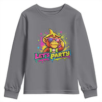 Lets Party Baseball Monkey Colorful Graphic Youth Sweatshirt American Flag Game Day Fans Ball Party Vibes