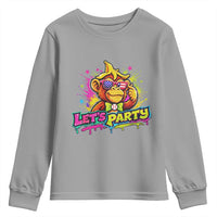 Lets Party Baseball Monkey Colorful Graphic Youth Sweatshirt American Flag Game Day Fans Ball Party Vibes