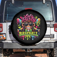 Lets Party Baseball Monkey Neon Dripping Graphic Spare Tire Cover Funny Ball Party Game Day Fans
