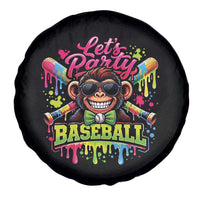 Lets Party Baseball Monkey Neon Dripping Graphic Spare Tire Cover Funny Ball Party Game Day Fans