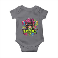 Lets Party Baseball Monkey Neon Dripping Graphic Baby Onesie Funny Ball Party Game Day Fans