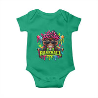 Lets Party Baseball Monkey Neon Dripping Graphic Baby Onesie Funny Ball Party Game Day Fans