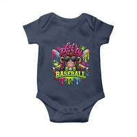 Lets Party Baseball Monkey Neon Dripping Graphic Baby Onesie Funny Ball Party Game Day Fans