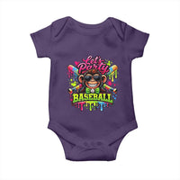 Lets Party Baseball Monkey Neon Dripping Graphic Baby Onesie Funny Ball Party Game Day Fans