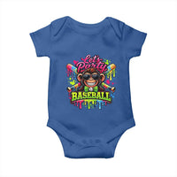 Lets Party Baseball Monkey Neon Dripping Graphic Baby Onesie Funny Ball Party Game Day Fans