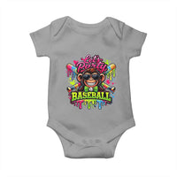 Lets Party Baseball Monkey Neon Dripping Graphic Baby Onesie Funny Ball Party Game Day Fans