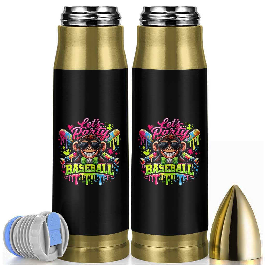 Lets Party Baseball Monkey Neon Dripping Graphic Bullet Tumbler Funny Ball Party Game Day Fans