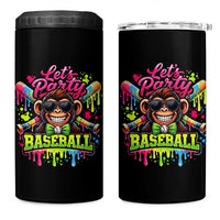 Lets Party Baseball Monkey Neon Dripping Graphic 4 in 1 Can Cooler Tumbler Funny Ball Party Game Day Fans
