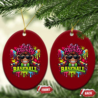 Lets Party Baseball Monkey Neon Dripping Graphic Ceramic Ornament Funny Ball Party Game Day Fans