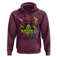 Lets Party Baseball Monkey Neon Dripping Graphic Hoodie Funny Ball Party Game Day Fans
