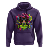Lets Party Baseball Monkey Neon Dripping Graphic Hoodie Funny Ball Party Game Day Fans