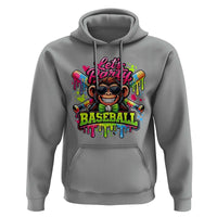 Lets Party Baseball Monkey Neon Dripping Graphic Hoodie Funny Ball Party Game Day Fans