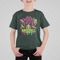 Lets Party Baseball Monkey Neon Dripping Graphic T Shirt For Kid Funny Ball Party Game Day Fans