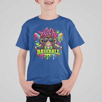 Lets Party Baseball Monkey Neon Dripping Graphic T Shirt For Kid Funny Ball Party Game Day Fans