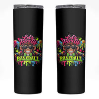 Lets Party Baseball Monkey Neon Dripping Graphic Skinny Tumbler Funny Ball Party Game Day Fans
