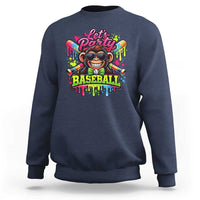 Lets Party Baseball Monkey Neon Dripping Graphic Sweatshirt Funny Ball Party Game Day Fans