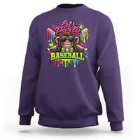 Lets Party Baseball Monkey Neon Dripping Graphic Sweatshirt Funny Ball Party Game Day Fans