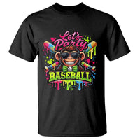 Lets Party Baseball Monkey Neon Dripping Graphic T Shirt Funny Ball Party Game Day Fans