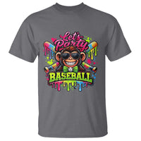 Lets Party Baseball Monkey Neon Dripping Graphic T Shirt Funny Ball Party Game Day Fans