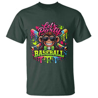Lets Party Baseball Monkey Neon Dripping Graphic T Shirt Funny Ball Party Game Day Fans