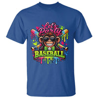 Lets Party Baseball Monkey Neon Dripping Graphic T Shirt Funny Ball Party Game Day Fans