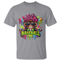 Lets Party Baseball Monkey Neon Dripping Graphic T Shirt Funny Ball Party Game Day Fans