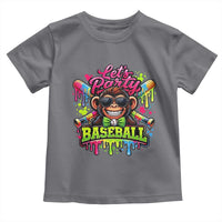 Lets Party Baseball Monkey Neon Dripping Graphic Toddler T Shirt Funny Ball Party Game Day Fans
