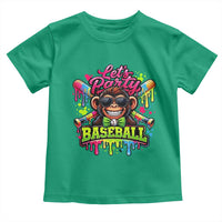 Lets Party Baseball Monkey Neon Dripping Graphic Toddler T Shirt Funny Ball Party Game Day Fans