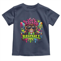 Lets Party Baseball Monkey Neon Dripping Graphic Toddler T Shirt Funny Ball Party Game Day Fans