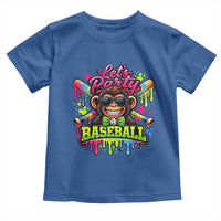 Lets Party Baseball Monkey Neon Dripping Graphic Toddler T Shirt Funny Ball Party Game Day Fans