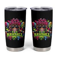 Lets Party Baseball Monkey Neon Dripping Graphic Tumbler Cup Funny Ball Party Game Day Fans