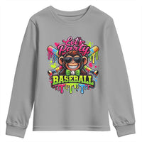 Lets Party Baseball Monkey Neon Dripping Graphic Youth Sweatshirt Funny Ball Party Game Day Fans