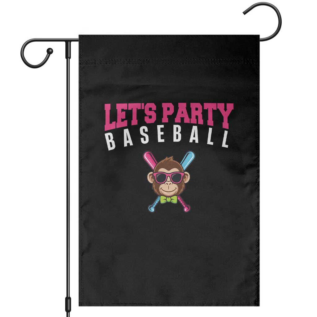 Let's Party Baseball Monkey Garden Flag Ball Party Game Day Vibes