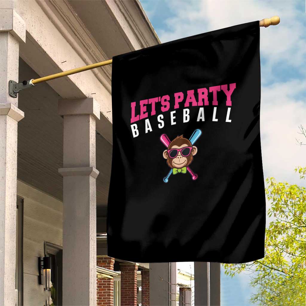 Let's Party Baseball Monkey Garden Flag Ball Party Game Day Vibes