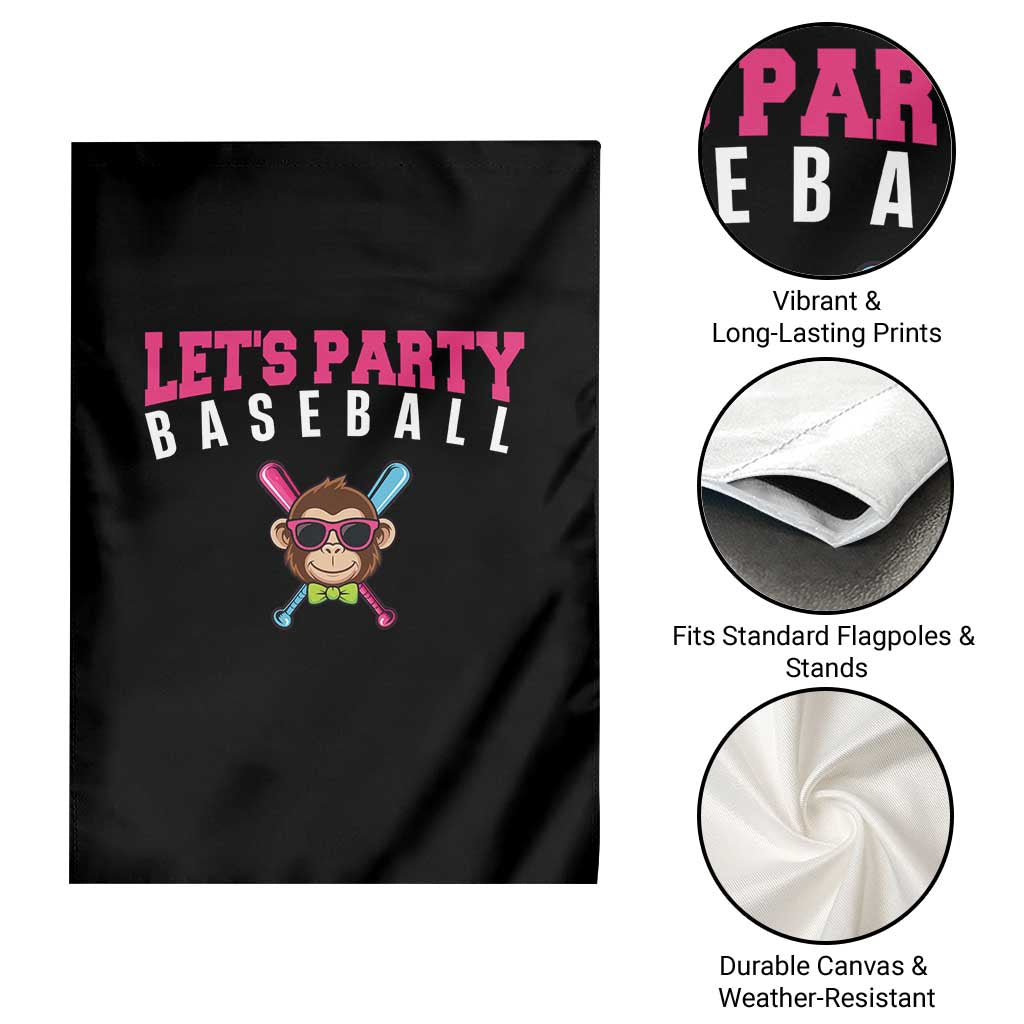 Let's Party Baseball Monkey Garden Flag Ball Party Game Day Vibes