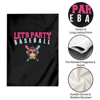 Let's Party Baseball Monkey Garden Flag Ball Party Game Day Vibes