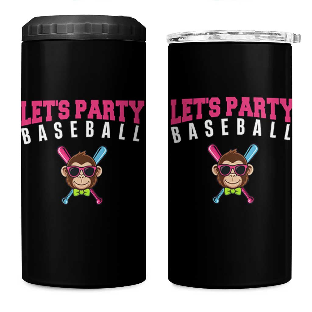 Let's Party Baseball Monkey 4 in 1 Can Cooler Tumbler Ball Party Game Day Vibes