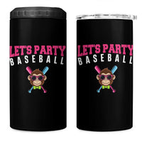 Let's Party Baseball Monkey 4 in 1 Can Cooler Tumbler Ball Party Game Day Vibes