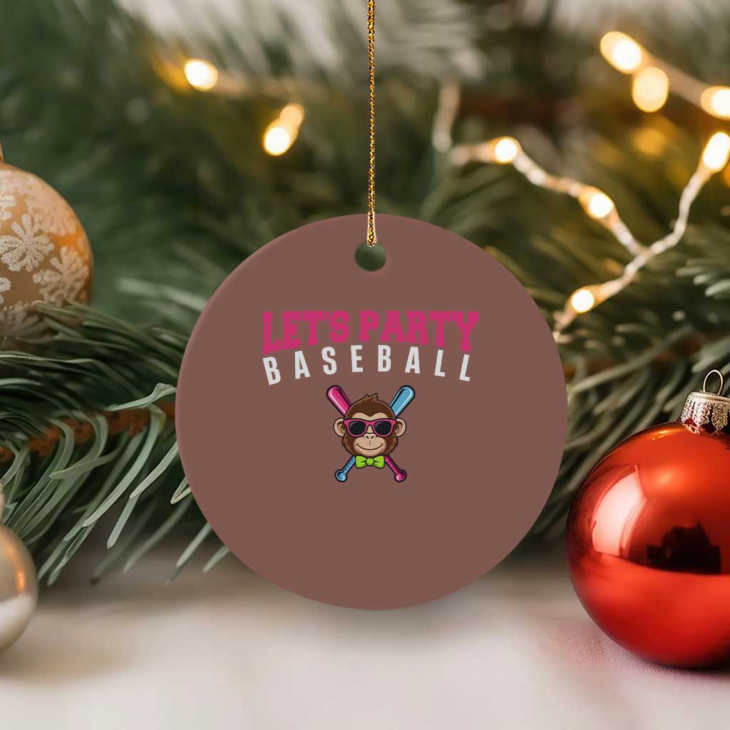 Let's Party Baseball Monkey Ceramic Ornament Ball Party Game Day Vibes