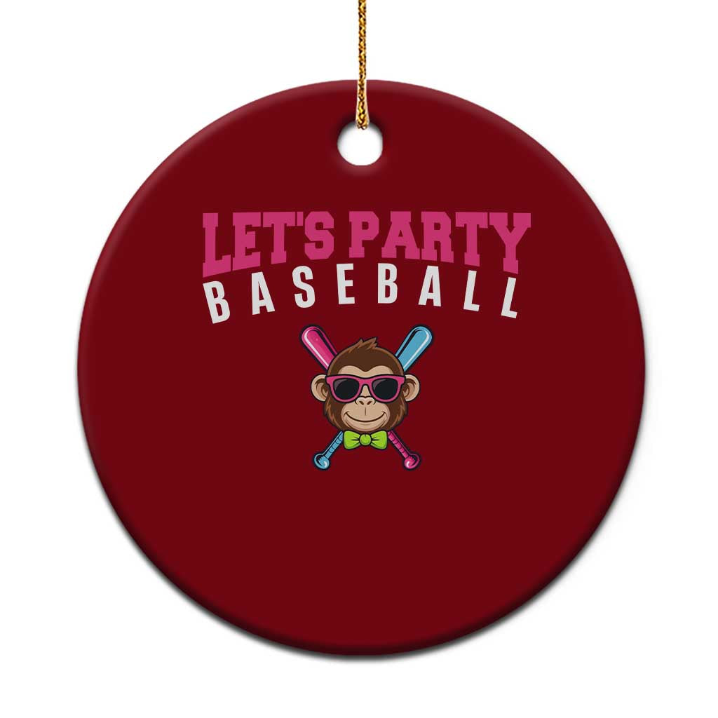 Let's Party Baseball Monkey Ceramic Ornament Ball Party Game Day Vibes