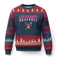 Let's Party Baseball Monkey Ugly Christmas Sweater Ball Party Game Day Vibes
