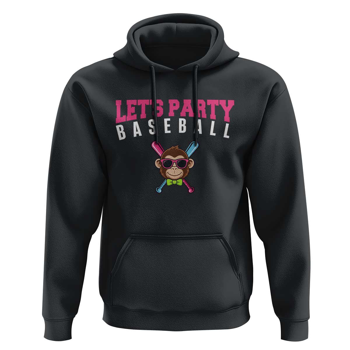 Let's Party Baseball Monkey Hoodie Ball Party Game Day Vibes