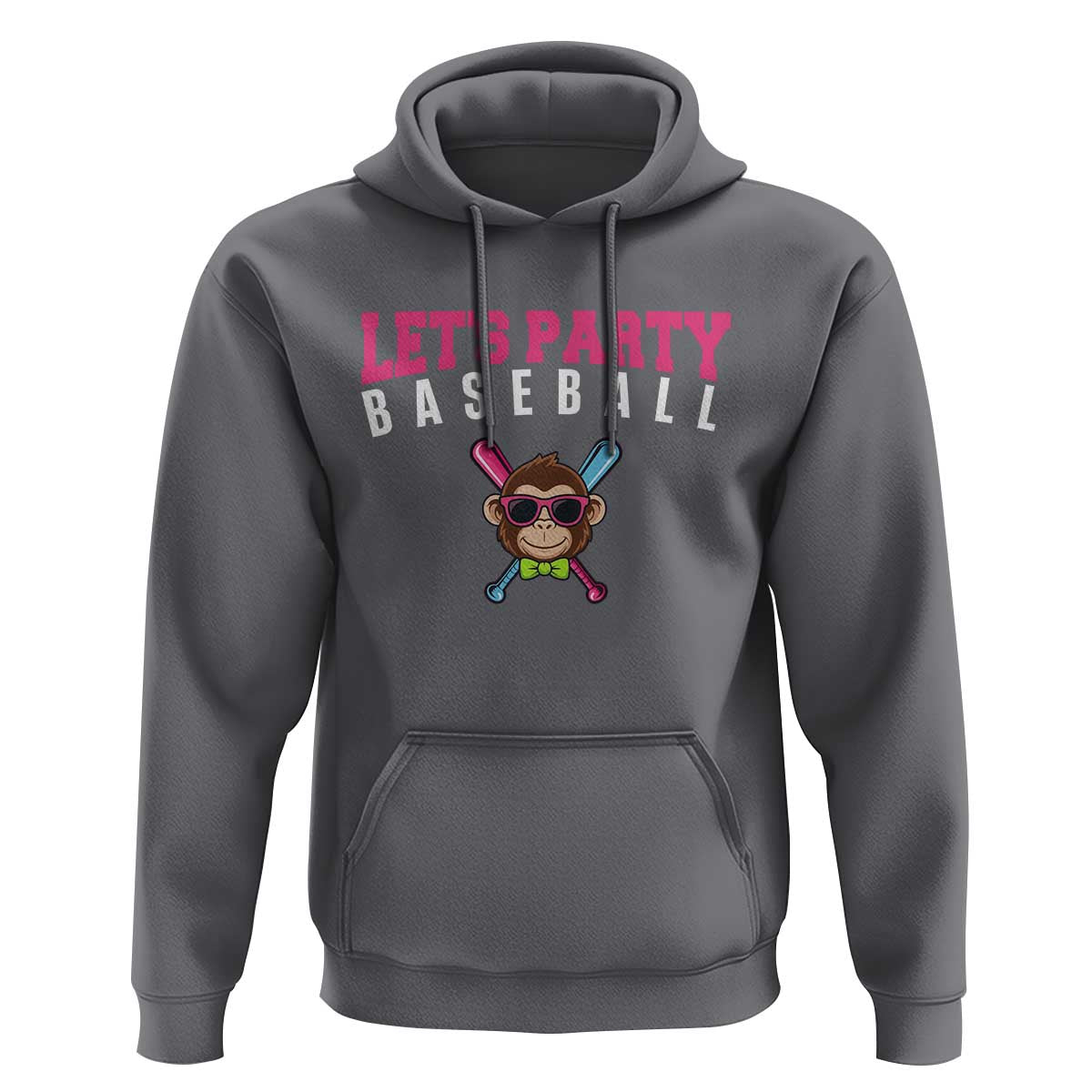Let's Party Baseball Monkey Hoodie Ball Party Game Day Vibes