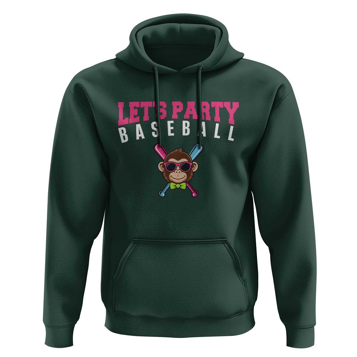 Let's Party Baseball Monkey Hoodie Ball Party Game Day Vibes