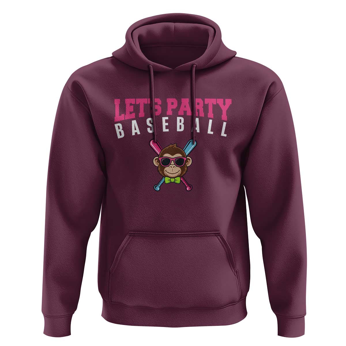 Let's Party Baseball Monkey Hoodie Ball Party Game Day Vibes